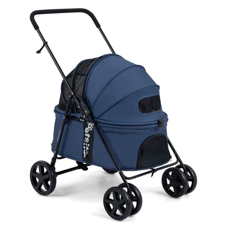 Foldable Pet Stroller for Small to Medium Dogs with Brake by DirectDeals