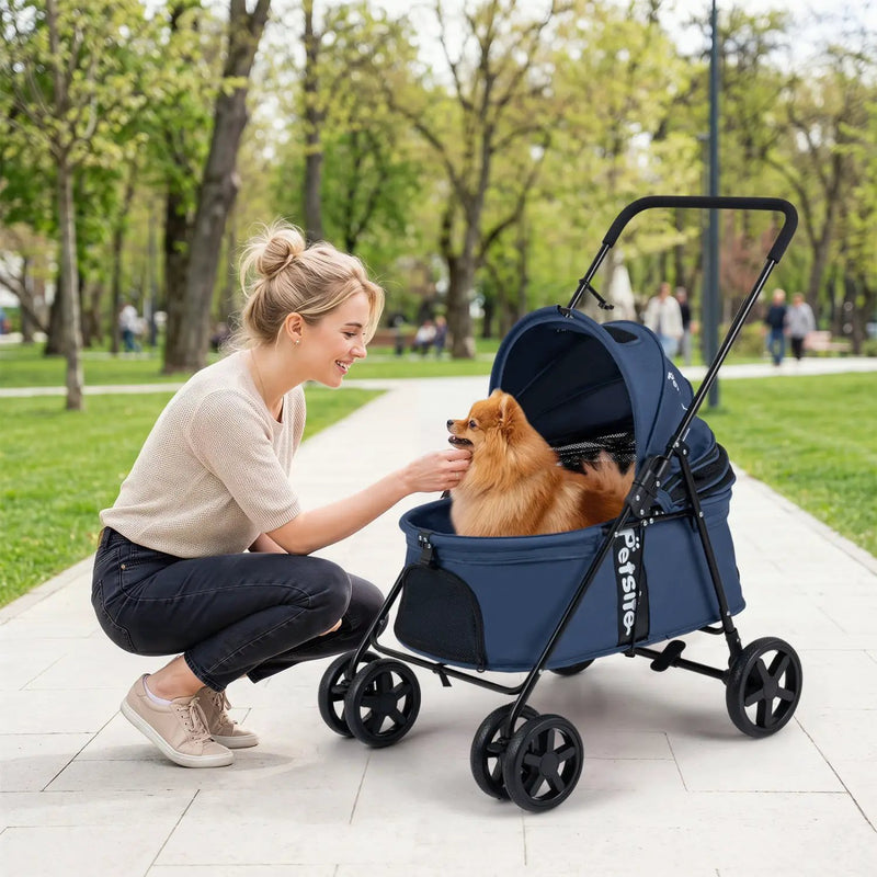 Foldable Pet Stroller for Small to Medium Dogs with Brake by DirectDeals