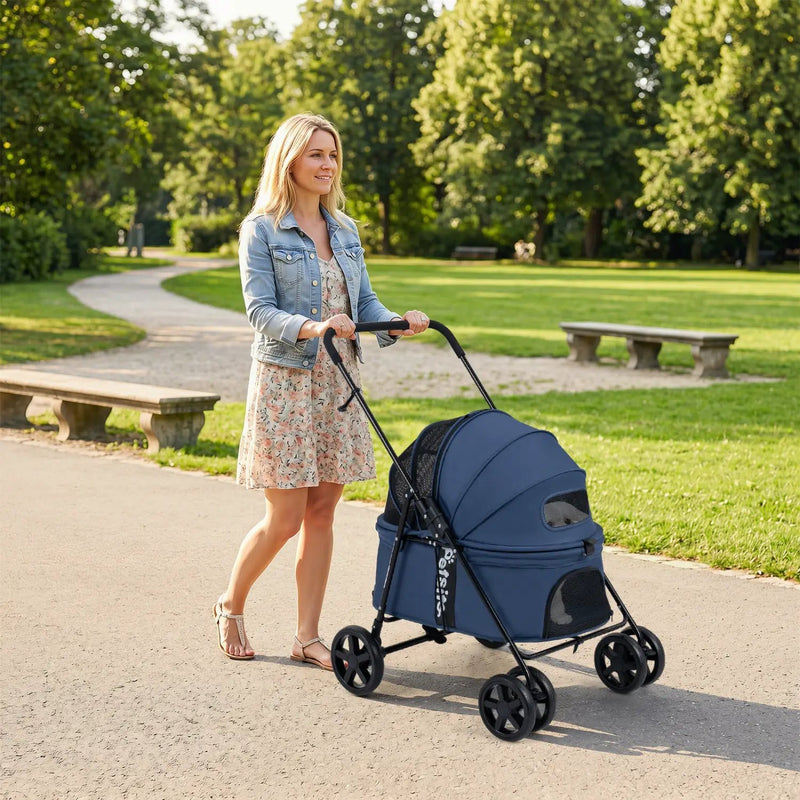Foldable Pet Stroller for Small to Medium Dogs with Brake by DirectDeals