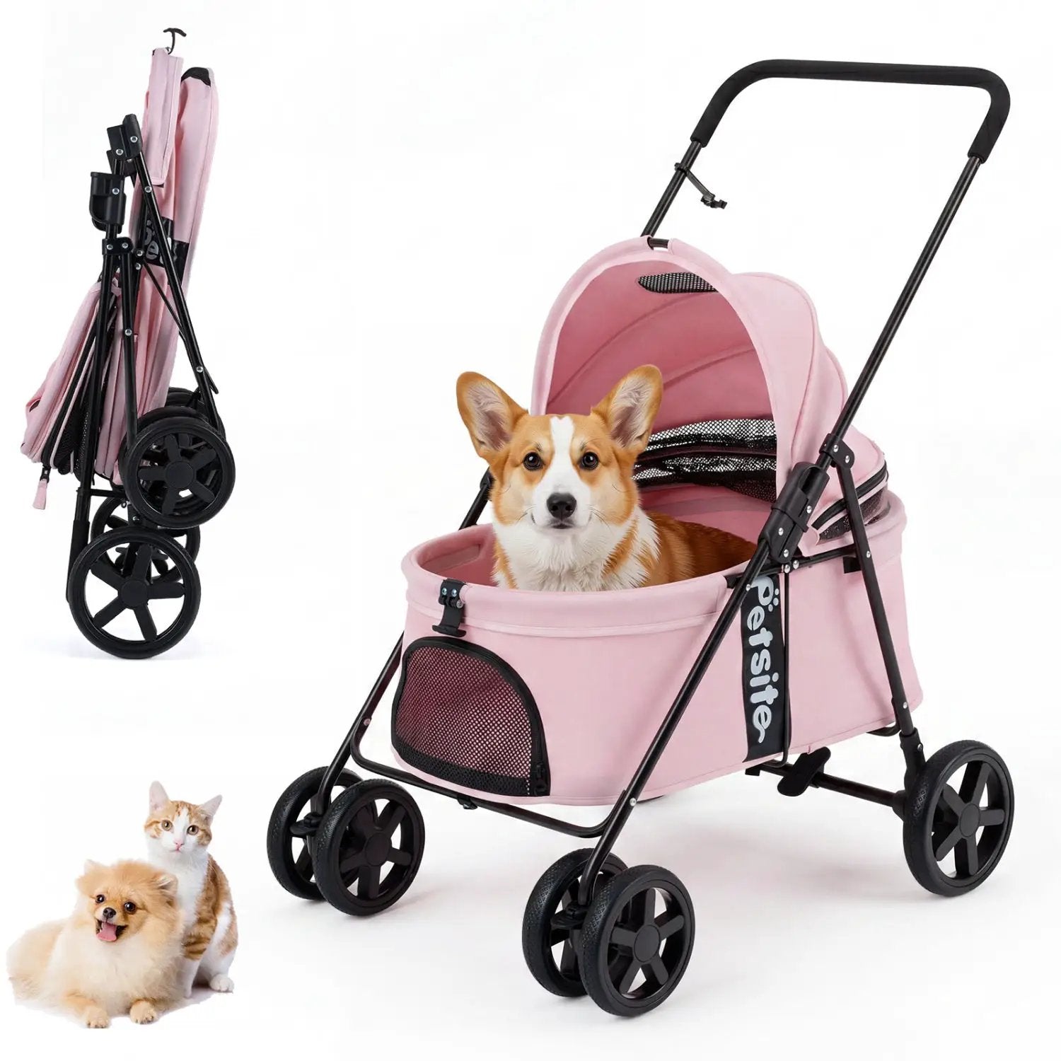 Foldable Pet Stroller for Small to Medium Dogs with Brake by DirectDeals
