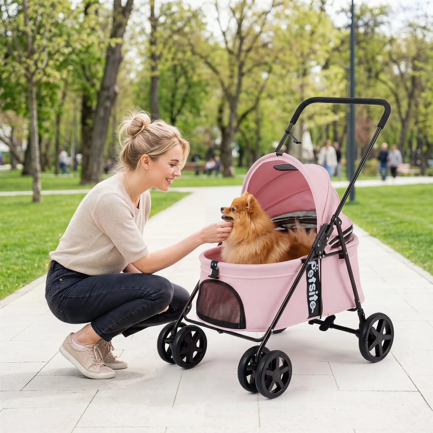 Foldable Pet Stroller for Small to Medium Dogs with Brake by DirectDeals