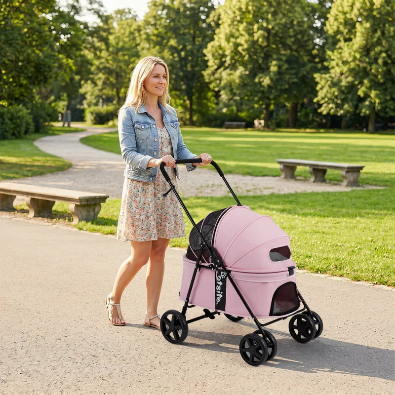 Foldable Pet Stroller for Small to Medium Dogs with Brake by DirectDeals