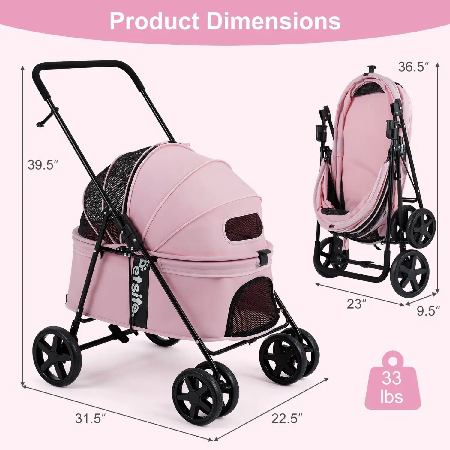 Foldable Pet Stroller for Small to Medium Dogs with Brake by DirectDeals