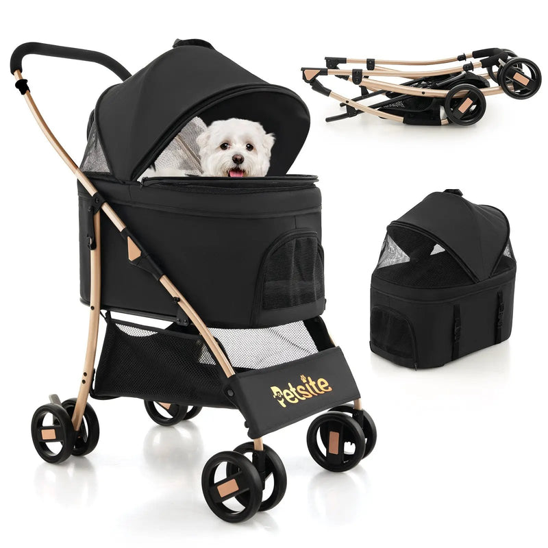 3-In-1 Pet Stroller with Removable Car Seat Carrier-Black by DirectDeals