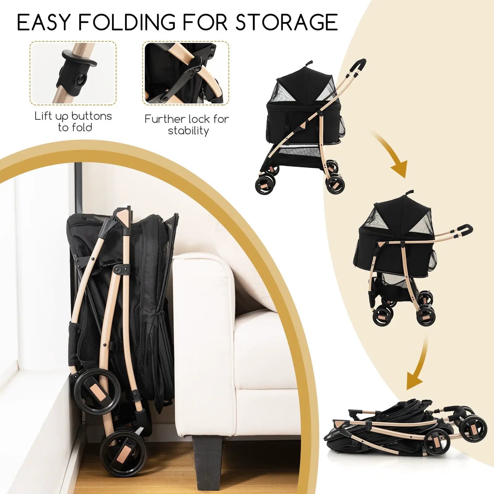 3-In-1 Pet Stroller with Removable Car Seat Carrier-Black by DirectDeals