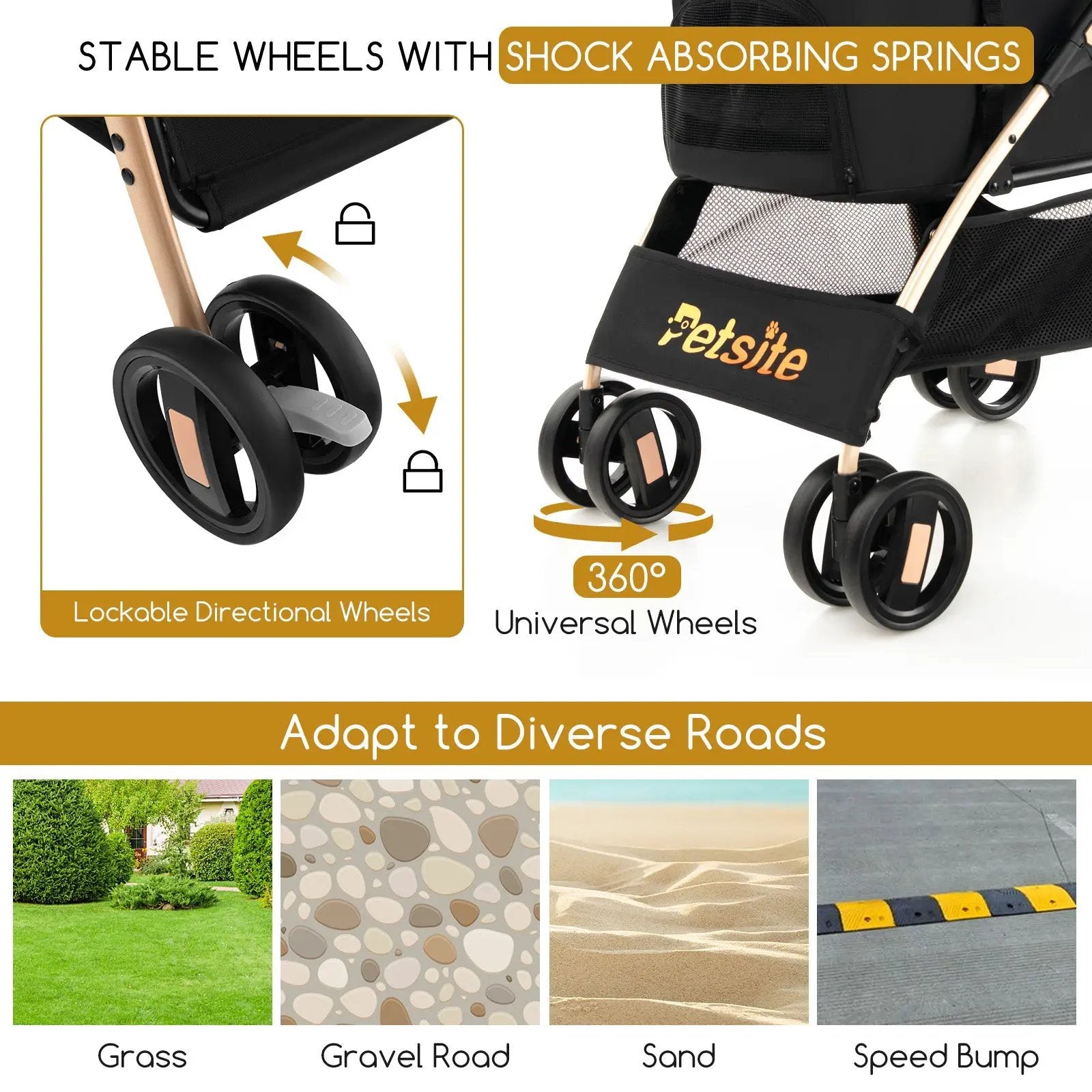 3-In-1 Pet Stroller with Removable Car Seat Carrier-Black by DirectDeals