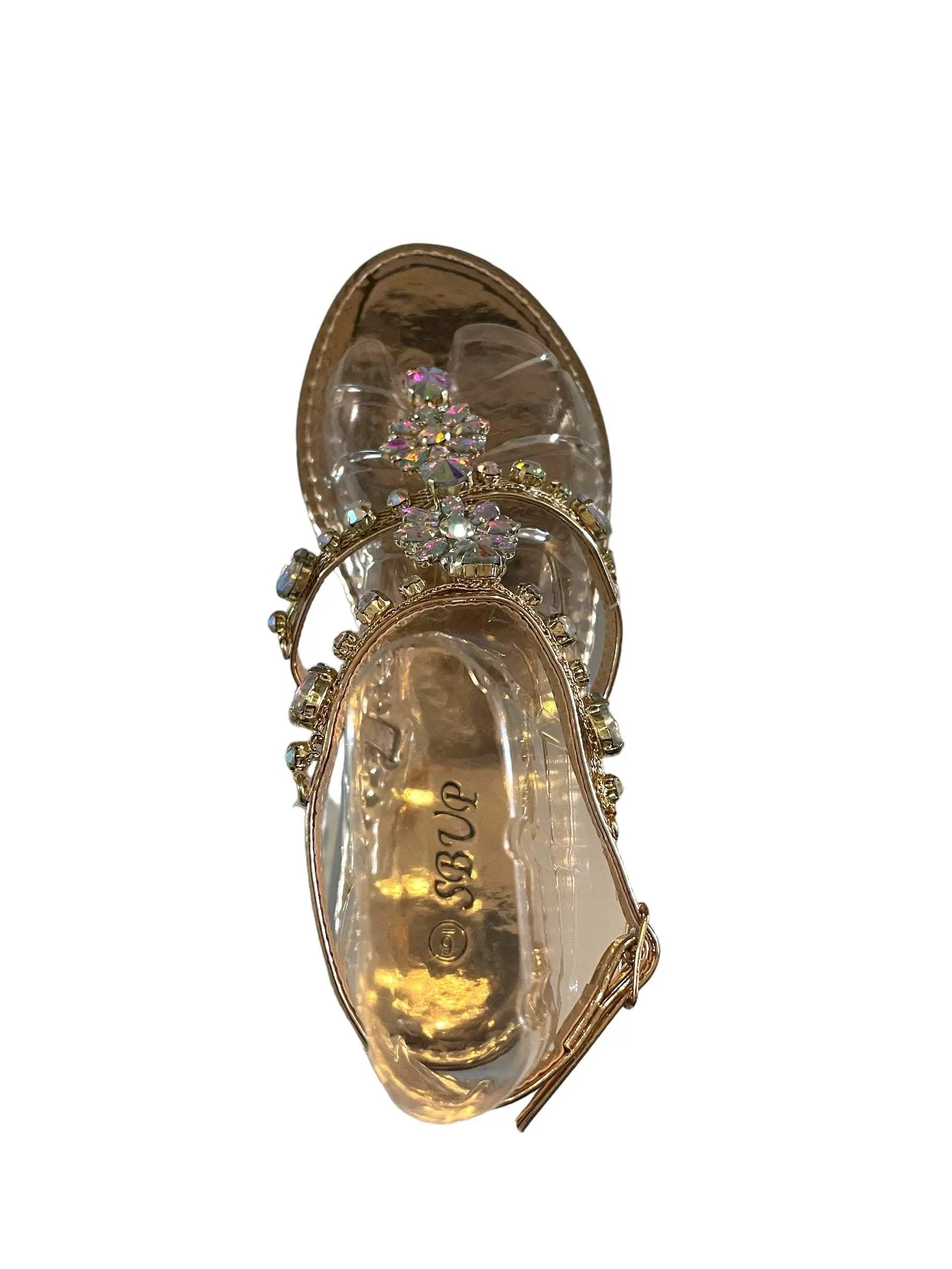 SB UP LS-01 Rose Gold with Gems Sandals by Selzalot