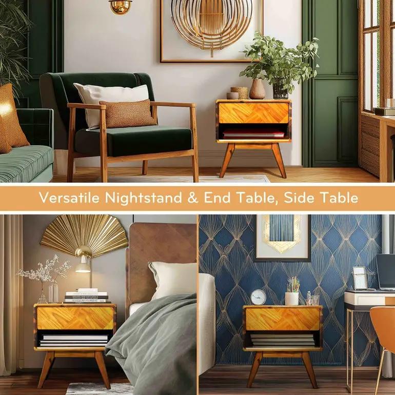 Laden Handcrafted Solid Wood Nightstand by Megsu