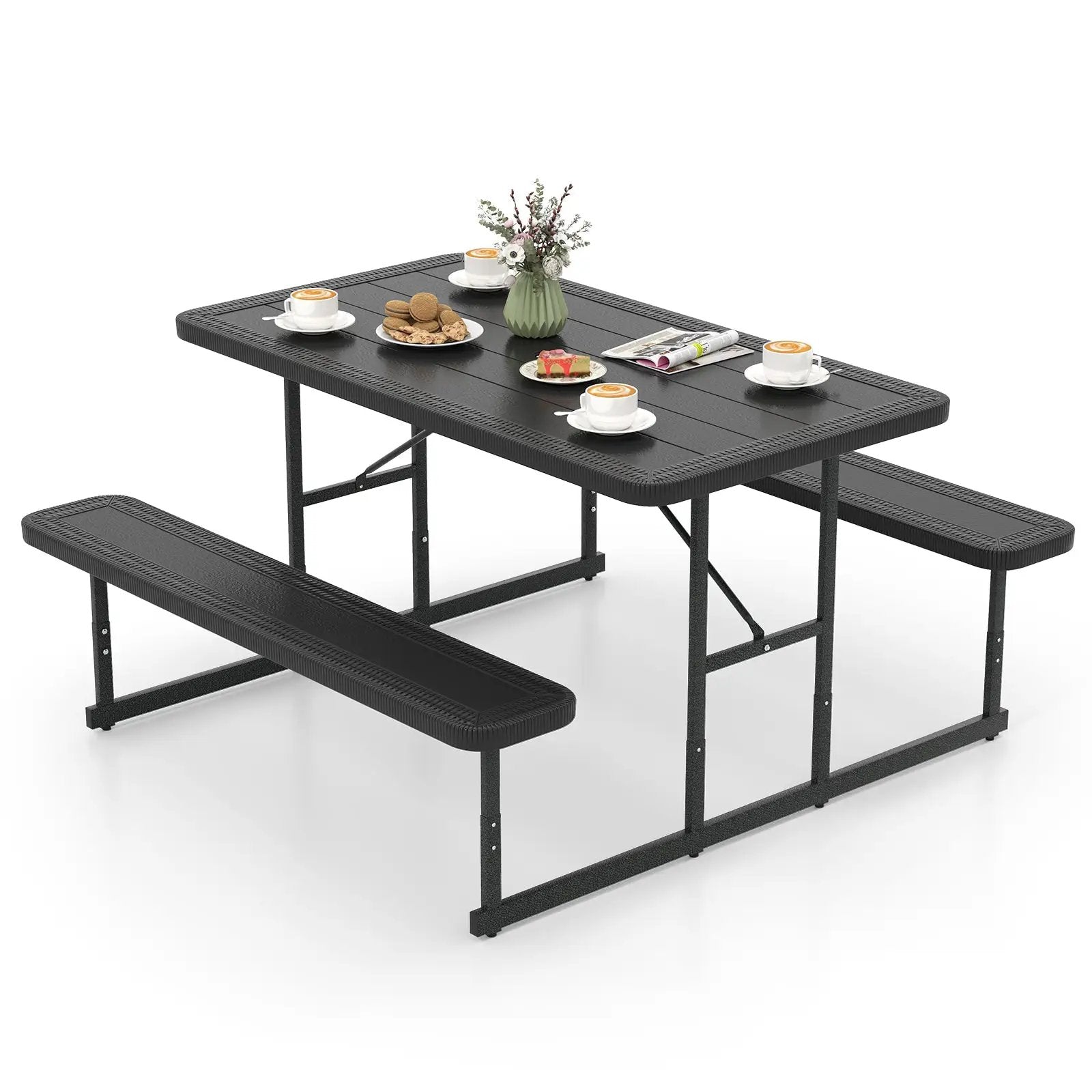 Picnic Table Bench Set for 2-4 People Outdoor Rectangular Camping Dining Table by DirectDeals