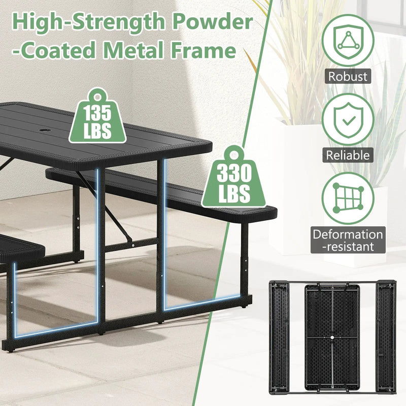 Picnic Table Bench Set for 2-4 People Outdoor Rectangular Camping Dining Table by DirectDeals