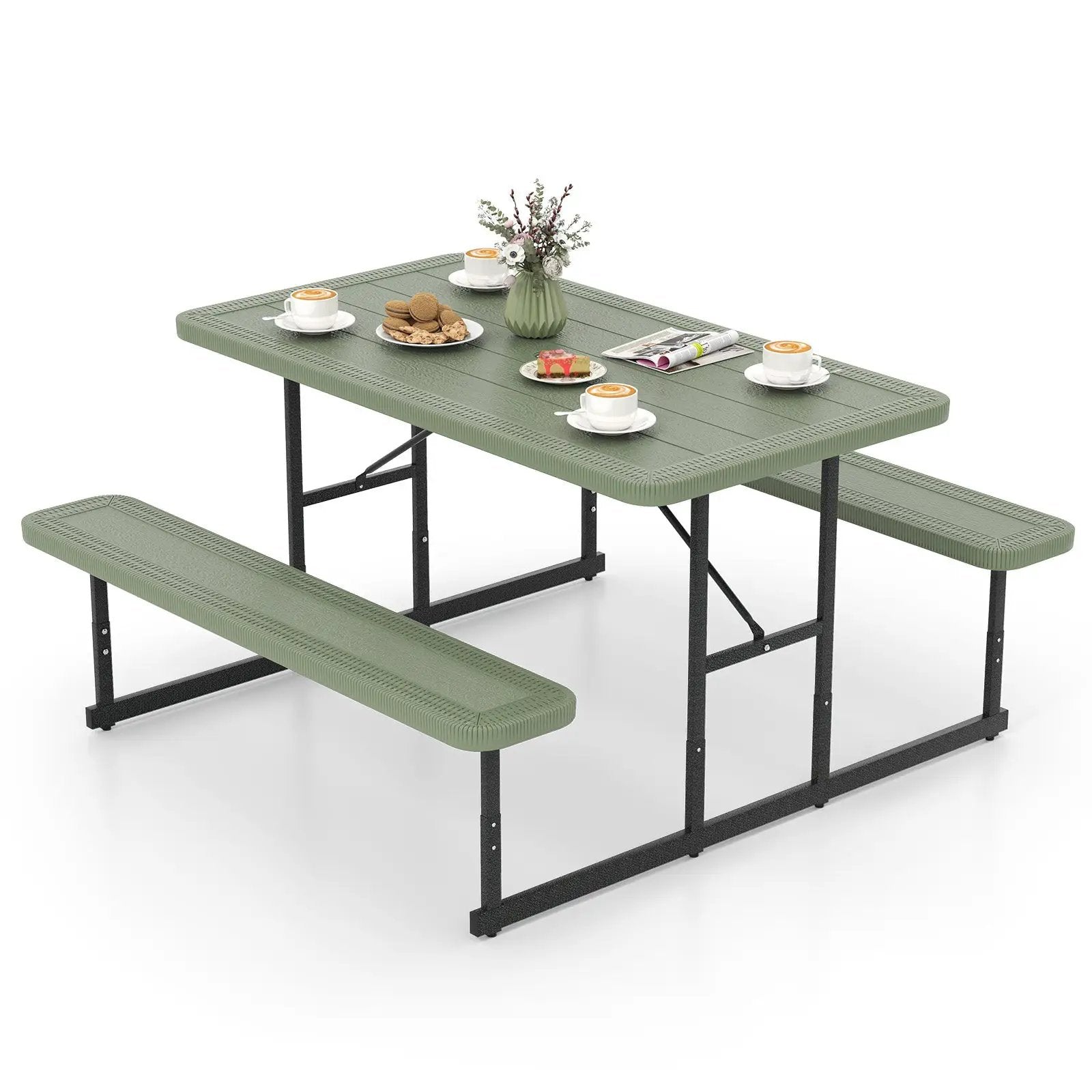 Picnic Table Bench Set for 2-4 People Outdoor Rectangular Camping Dining Table by DirectDeals