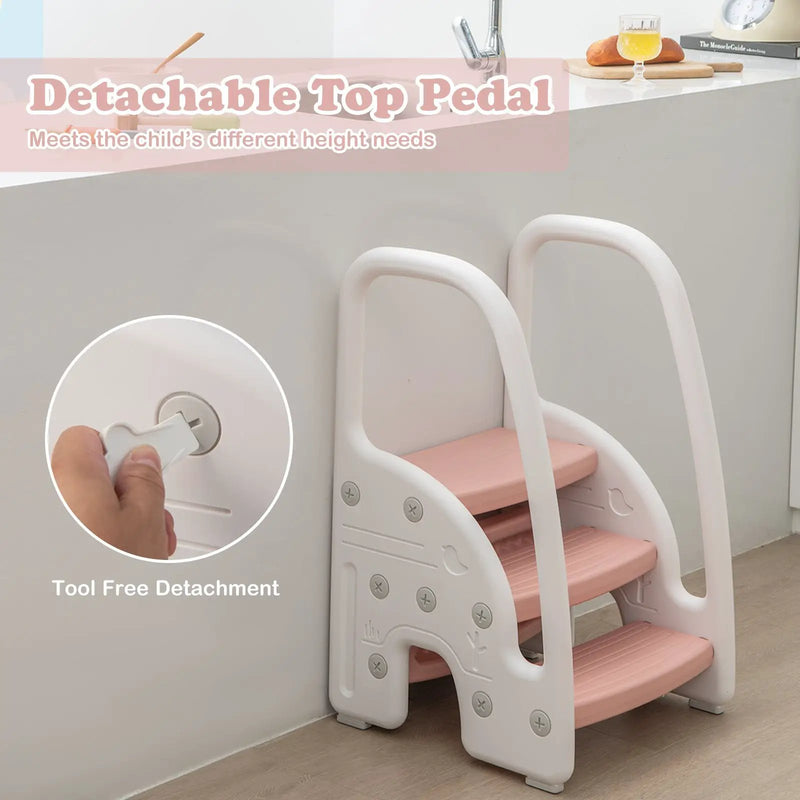 3-Step Stool with Safety Handles and Non-slip Pedals for Toddlers by DirectDeals