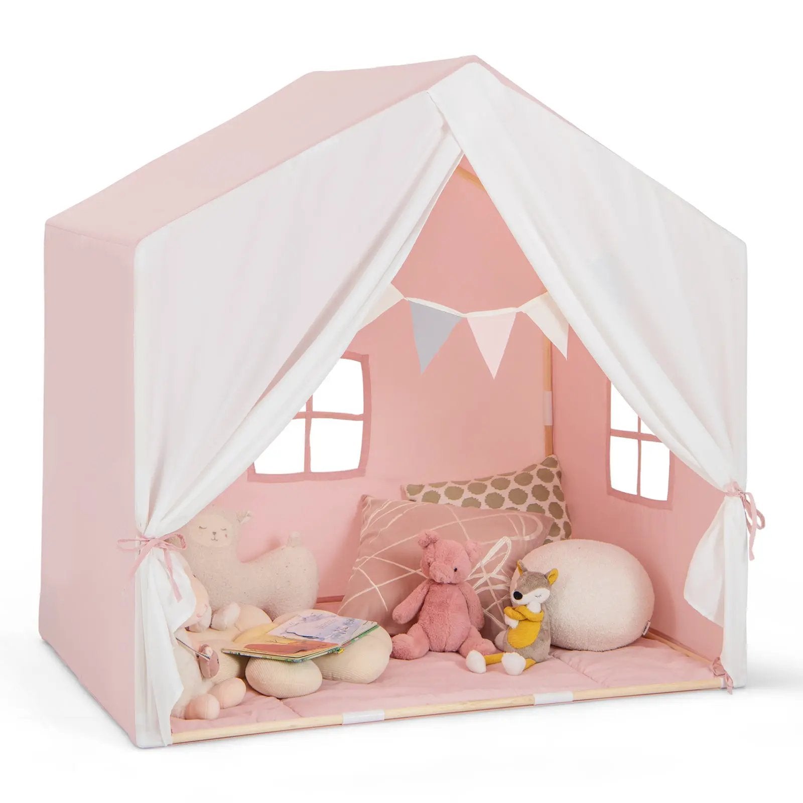 Kid's Play Tent with Washable Cotton Mat and Flag Banner by DirectDeals