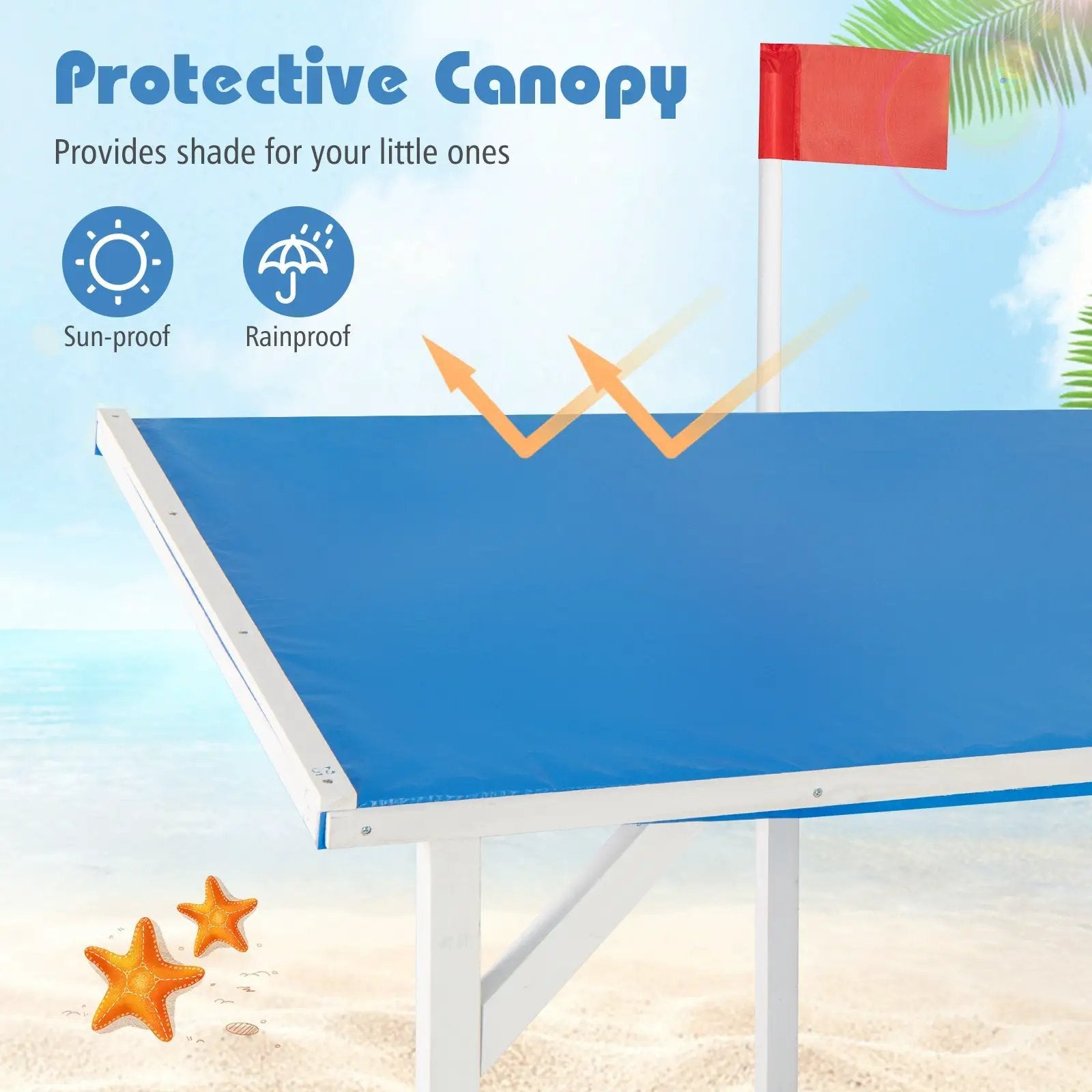 Pirate Ship Sandbox with Canopy with Bench Seats and Bottom Liner-White by DirectDeals