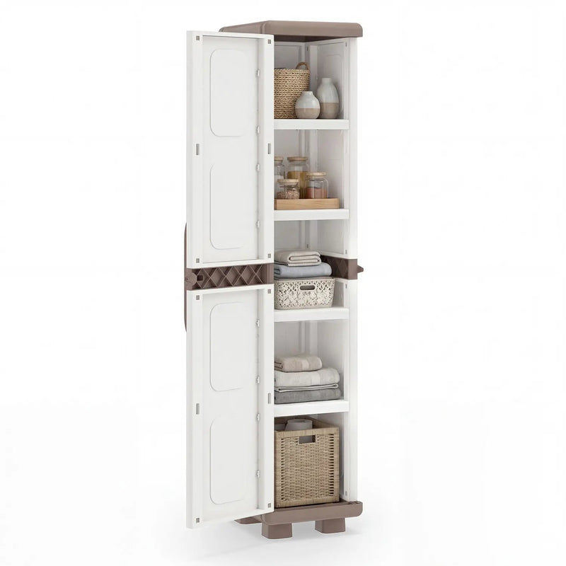 Plastic Kitchen Pantry with 4 Adjustable Shelves and Single Door for Living Room and Kitchen by DirectDeals