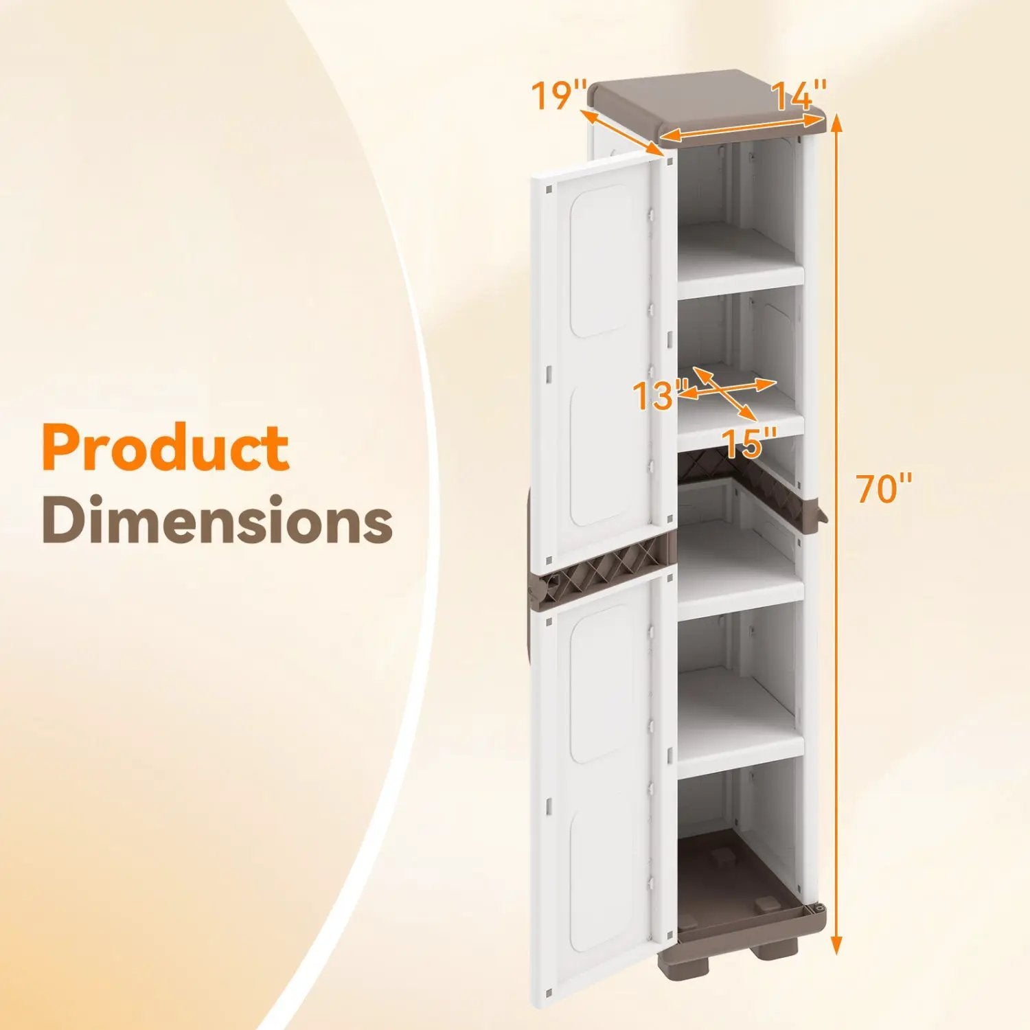 Plastic Kitchen Pantry with 4 Adjustable Shelves and Single Door for Living Room and Kitchen by DirectDeals