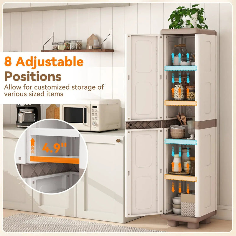 Plastic Kitchen Pantry with 4 Adjustable Shelves and Single Door for Living Room and Kitchen by DirectDeals