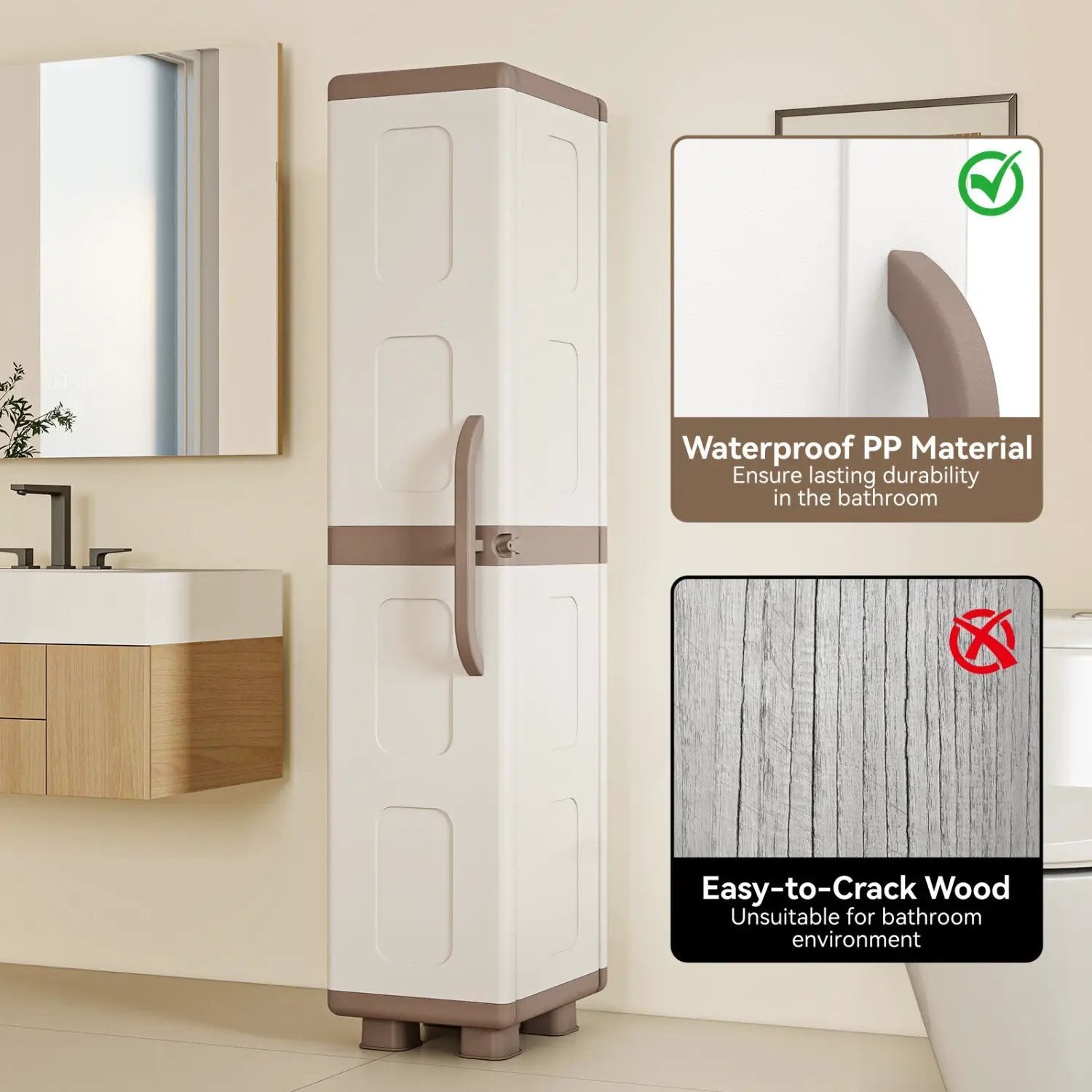 Plastic Kitchen Pantry with 4 Adjustable Shelves and Single Door for Living Room and Kitchen by DirectDeals