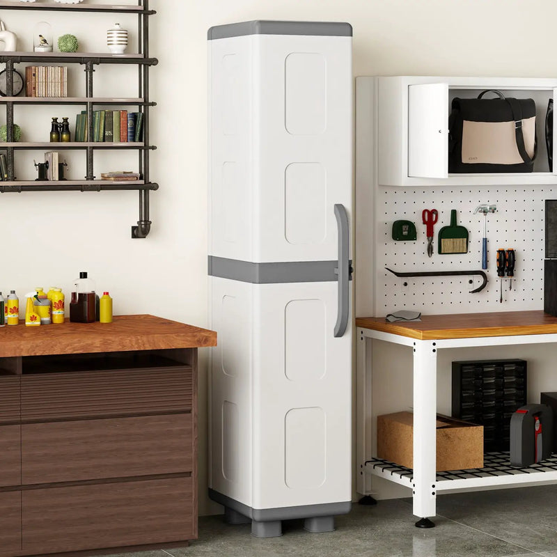 Plastic Kitchen Pantry with 4 Adjustable Shelves and Single Door for Living Room and Kitchen by DirectDeals