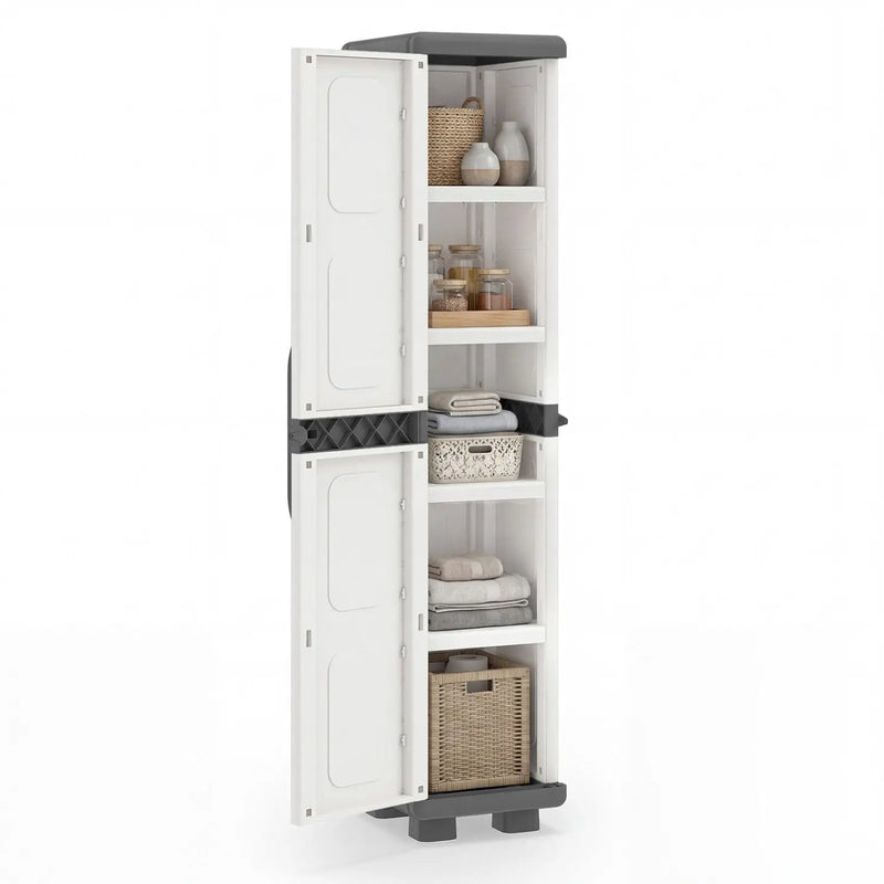 Plastic Kitchen Pantry with 4 Adjustable Shelves and Single Door for Living Room and Kitchen by DirectDeals