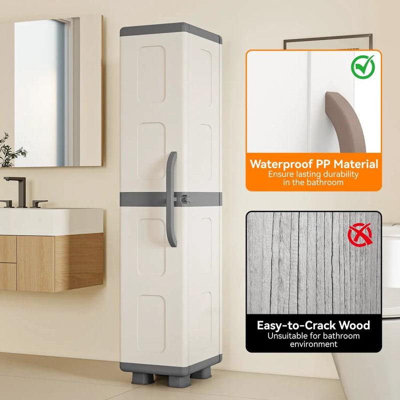 Plastic Kitchen Pantry with 4 Adjustable Shelves and Single Door for Living Room and Kitchen by DirectDeals