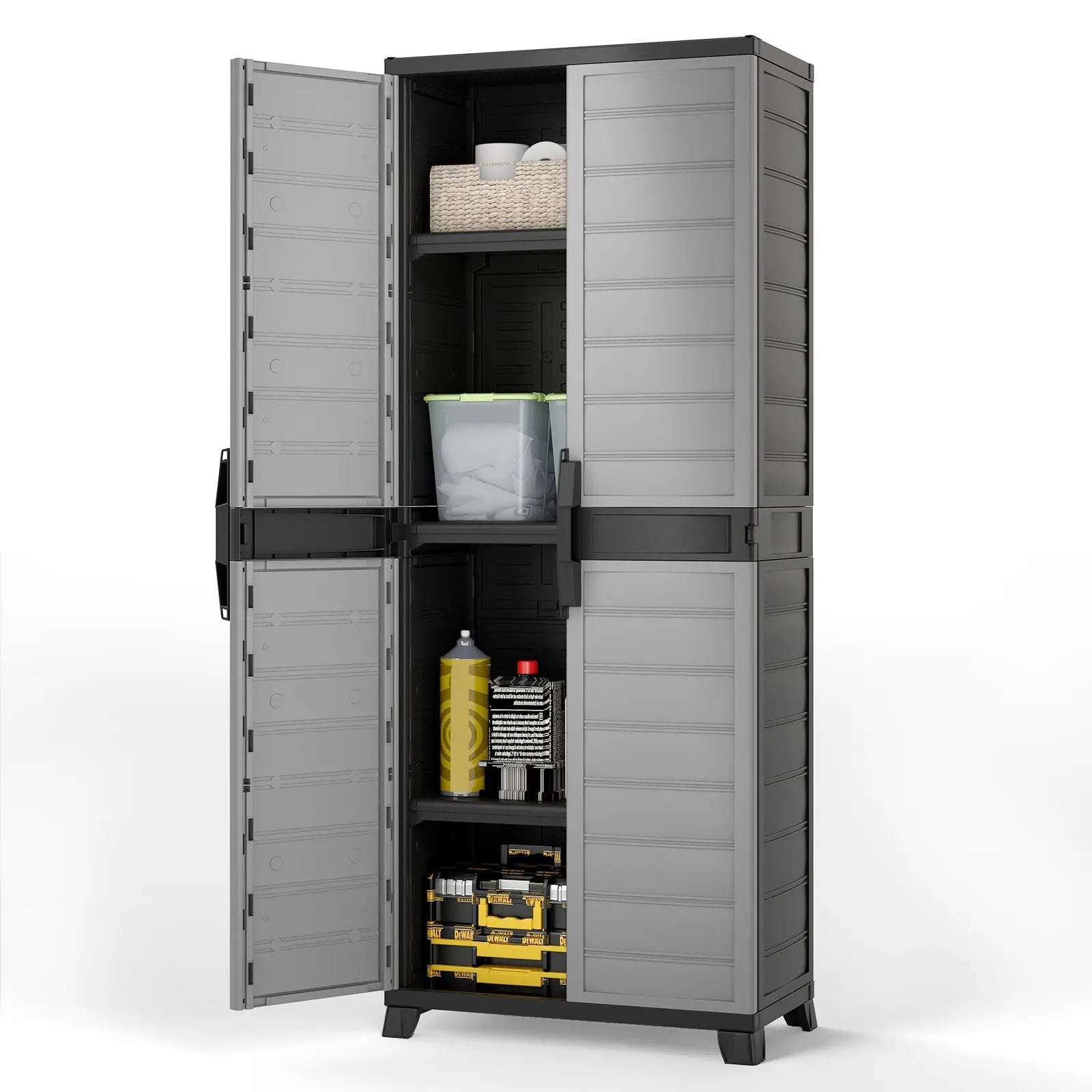 Plastic Lockable Storage Cabinet with Doors and 3 Adjustable Shelves by DirectDeals