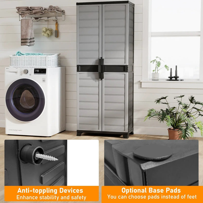 Plastic Lockable Storage Cabinet with Doors and 3 Adjustable Shelves by DirectDeals