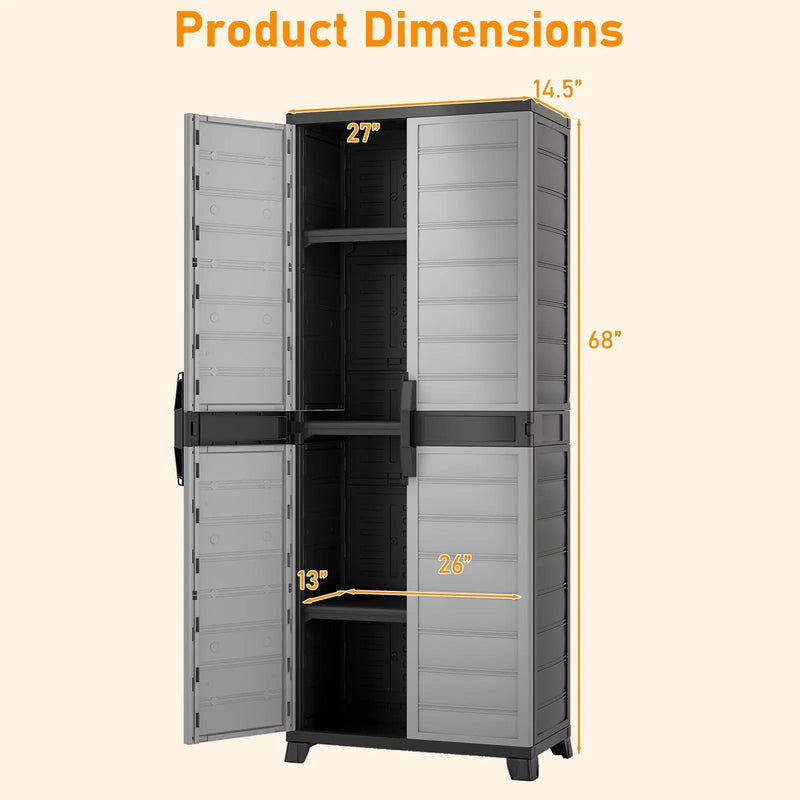 Plastic Lockable Storage Cabinet with Doors and 3 Adjustable Shelves by DirectDeals