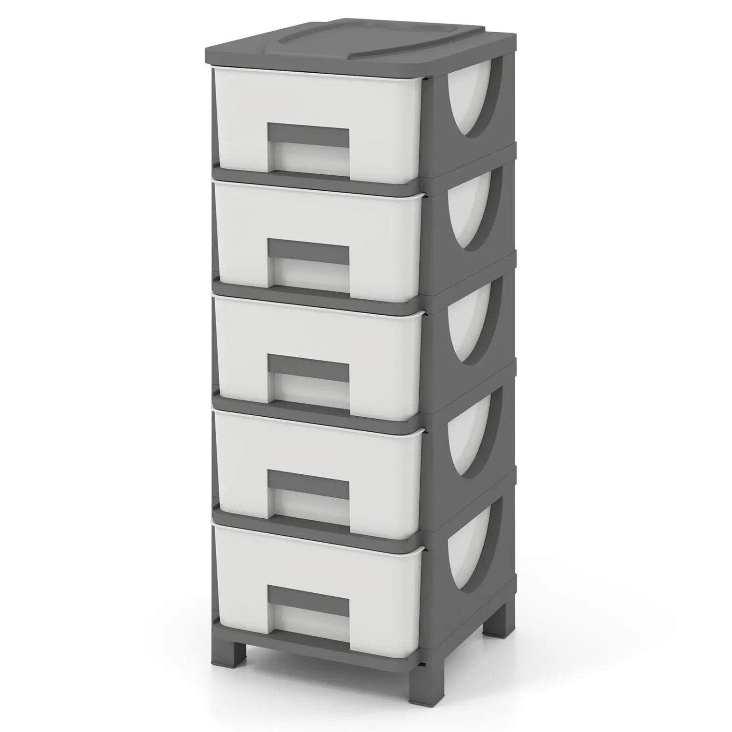 Plastic Storage Organizer with Handles and Compact Drawer Cabinet Side Table for Bedroom by DirectDeals