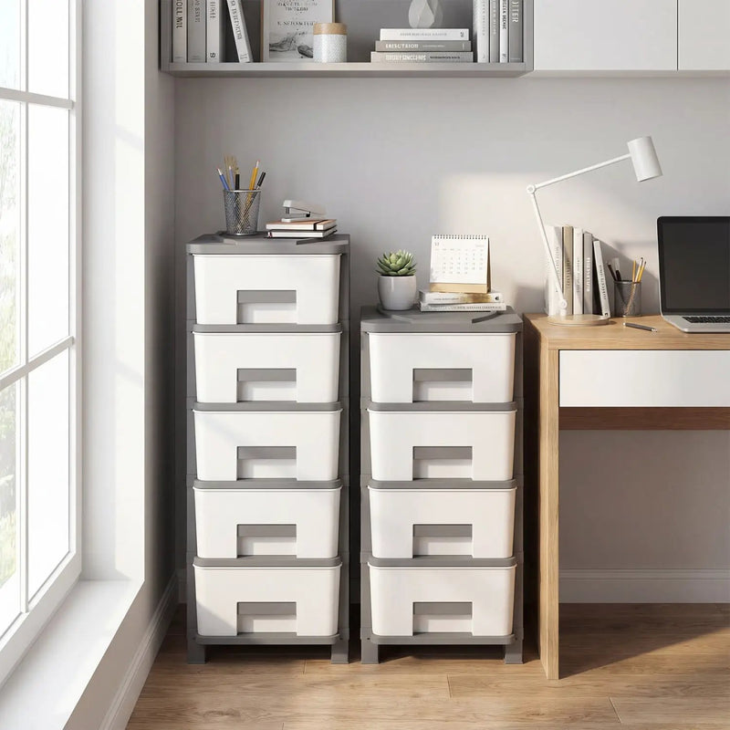 Plastic Storage Organizer with Handles and Compact Drawer Cabinet Side Table for Bedroom by DirectDeals