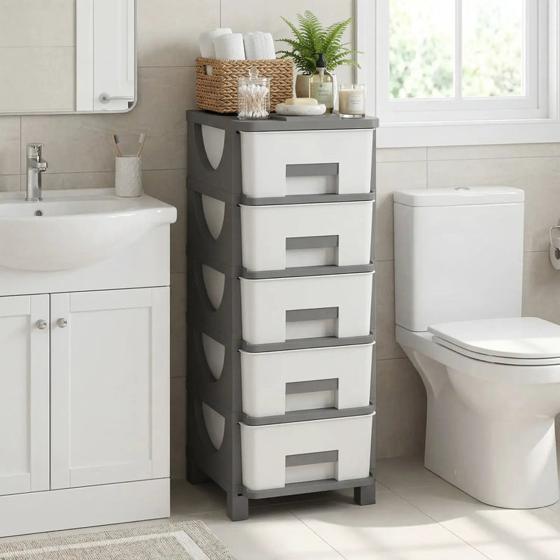 Plastic Storage Organizer with Handles and Compact Drawer Cabinet Side Table for Bedroom by DirectDeals