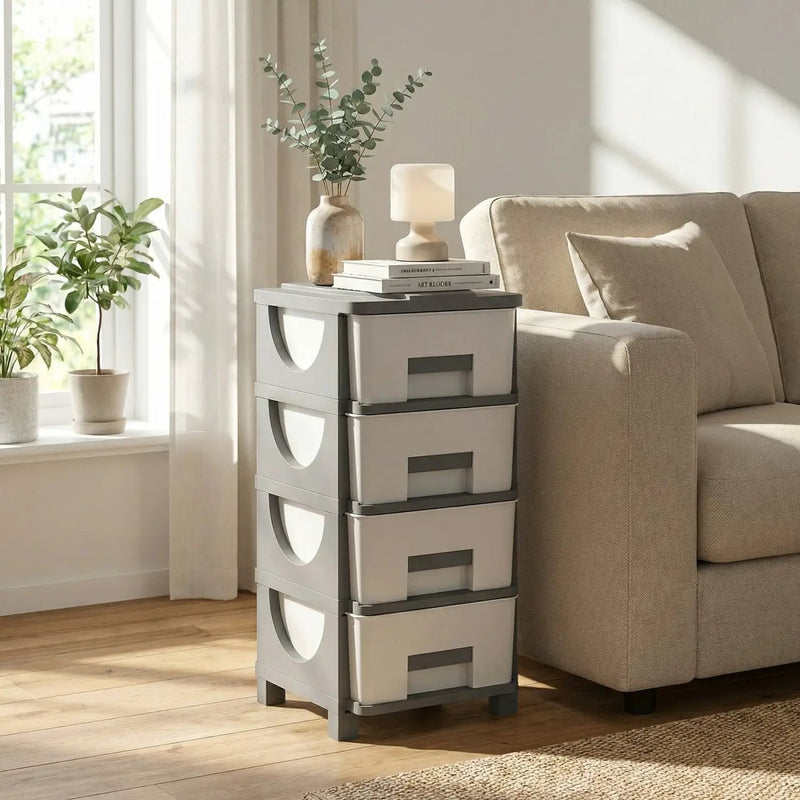 Plastic Storage Organizer with Compact Drawer Cabinet Side Table for Bedroom by DirectDeals