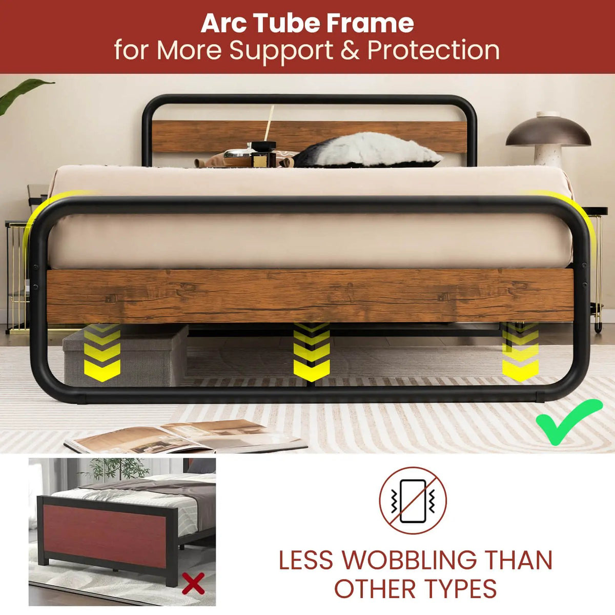 Arc Platform Bed with Headboard and Footboard-Full Size, photo 8 of 9