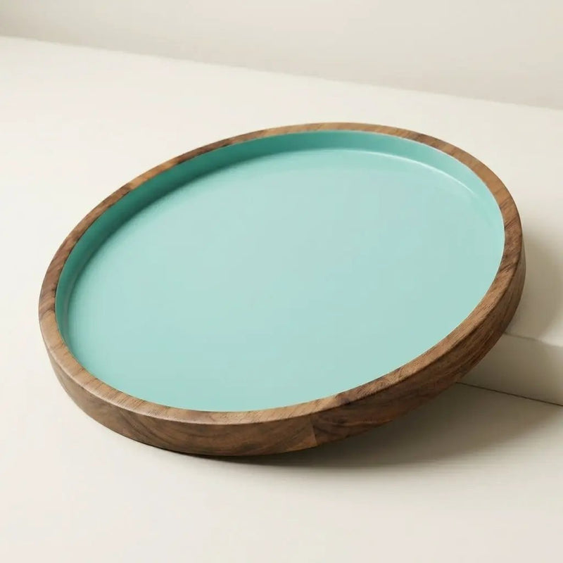 House of Avana Blue Round Mango Wood Platter by House Of Avana