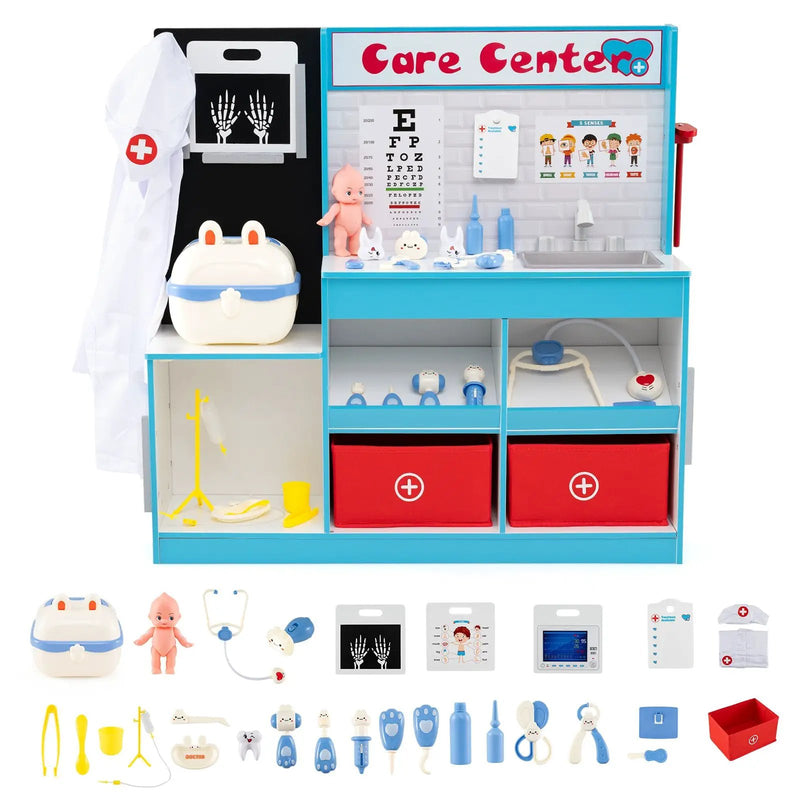 Play Doctor's Office Wood Medical Center Toy Set with Examine Region by DirectDeals