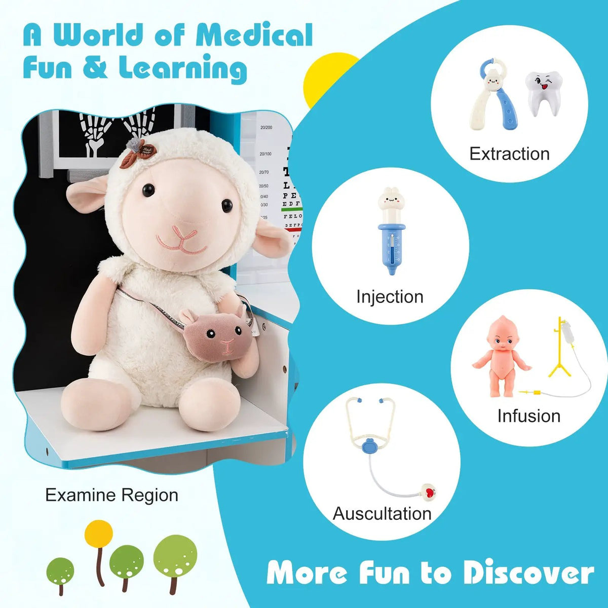 Play Doctor's Office Wood Medical Center Toy Set with Examine Region, photo 14 of 16