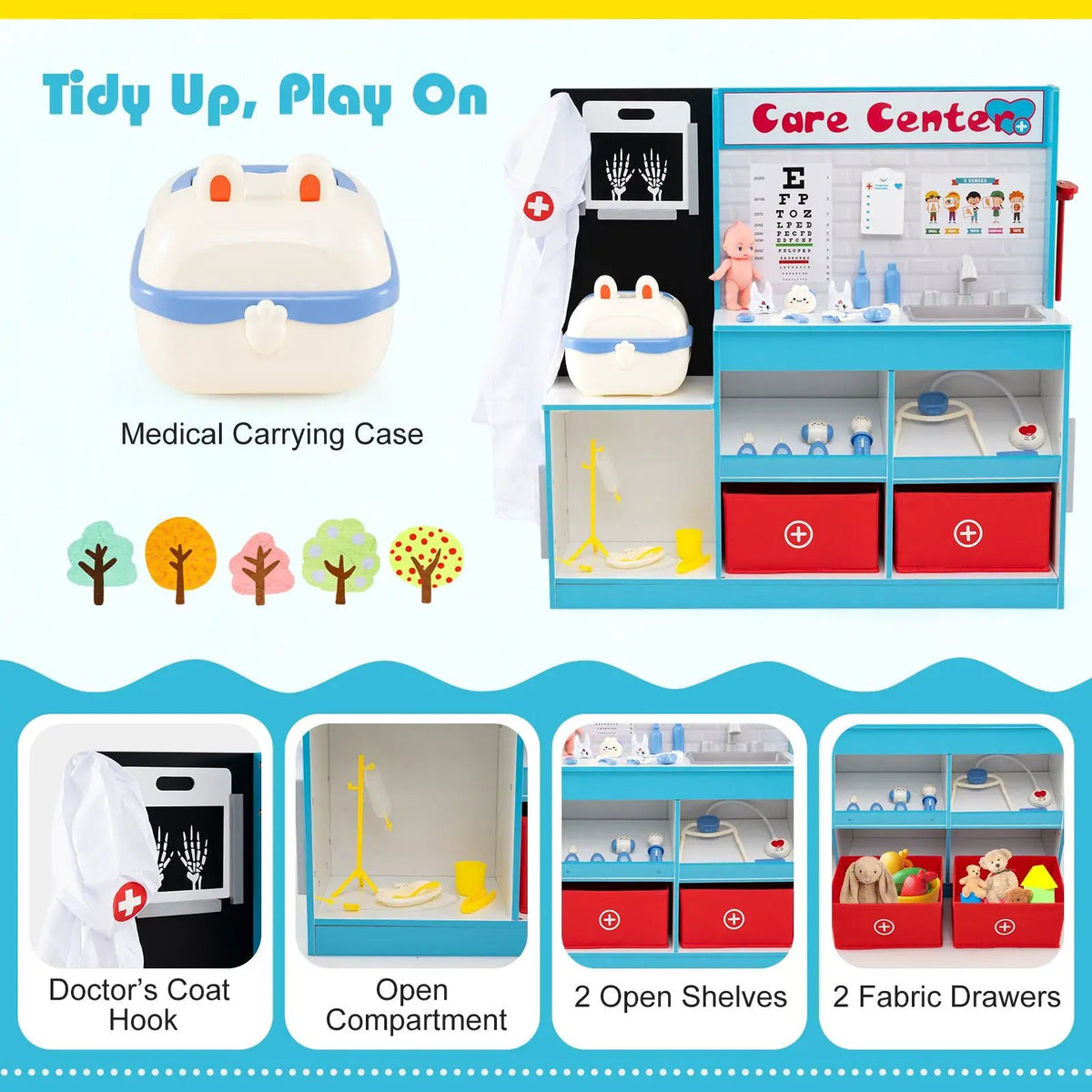 Play Doctor's Office Wood Medical Center Toy Set with Examine Region, photo 16 of 16