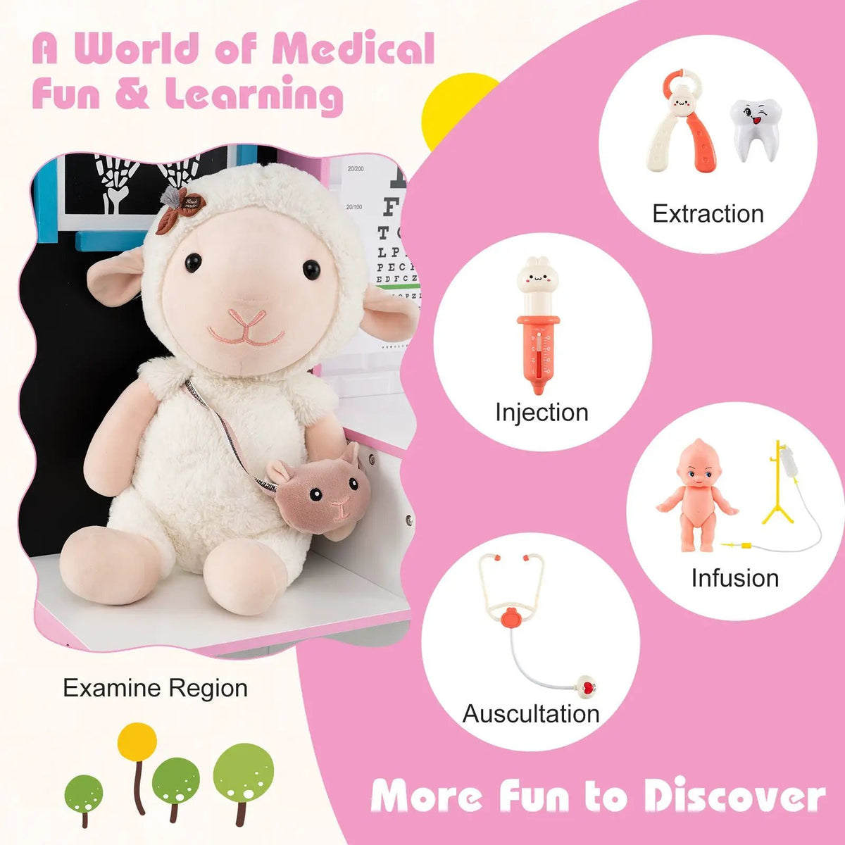 Play Doctor's Office Wood Medical Center Toy Set with Examine Region, photo 13 of 16