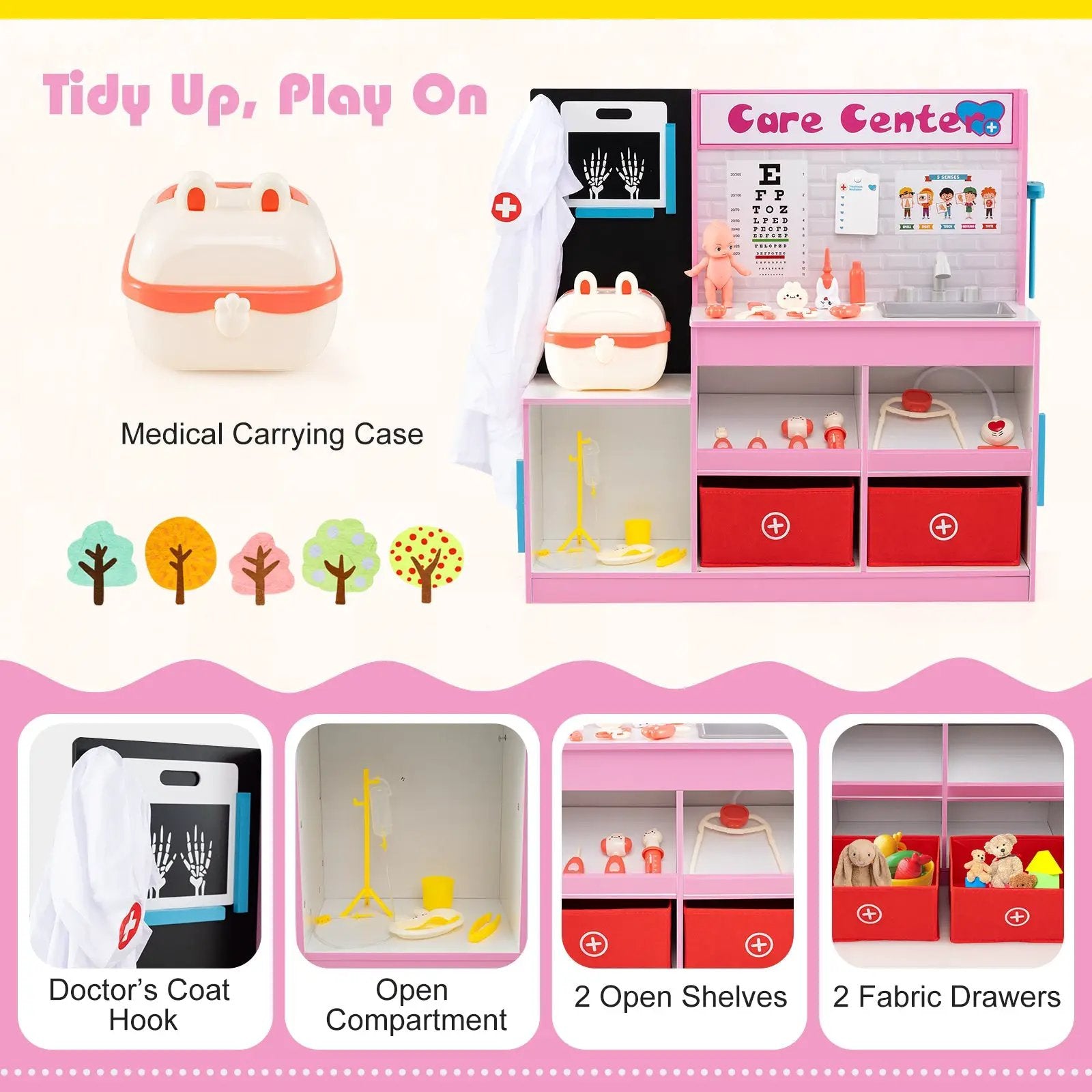 Play Doctor's Office Wood Medical Center Toy Set with Examine Region by DirectDeals