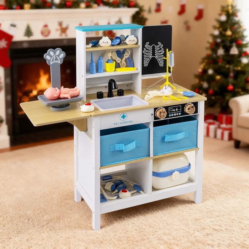 Play Doctor's Office Wood Medical Center Toy Set with Blackboard by DirectDeals