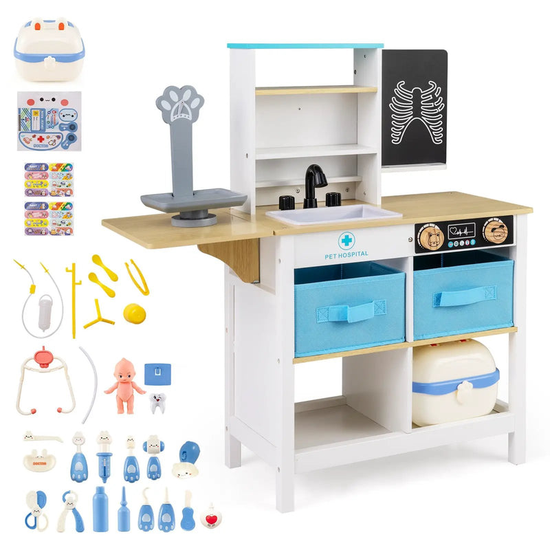 Play Doctor's Office Wood Medical Center Toy Set with Blackboard by DirectDeals