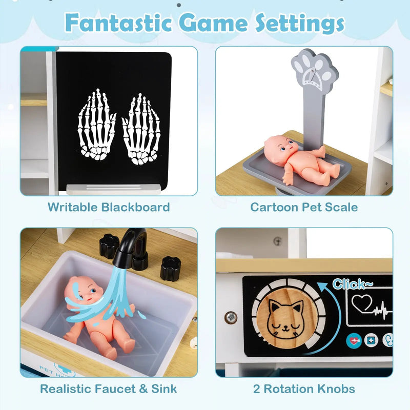 Play Doctor's Office Wood Medical Center Toy Set with Blackboard by DirectDeals