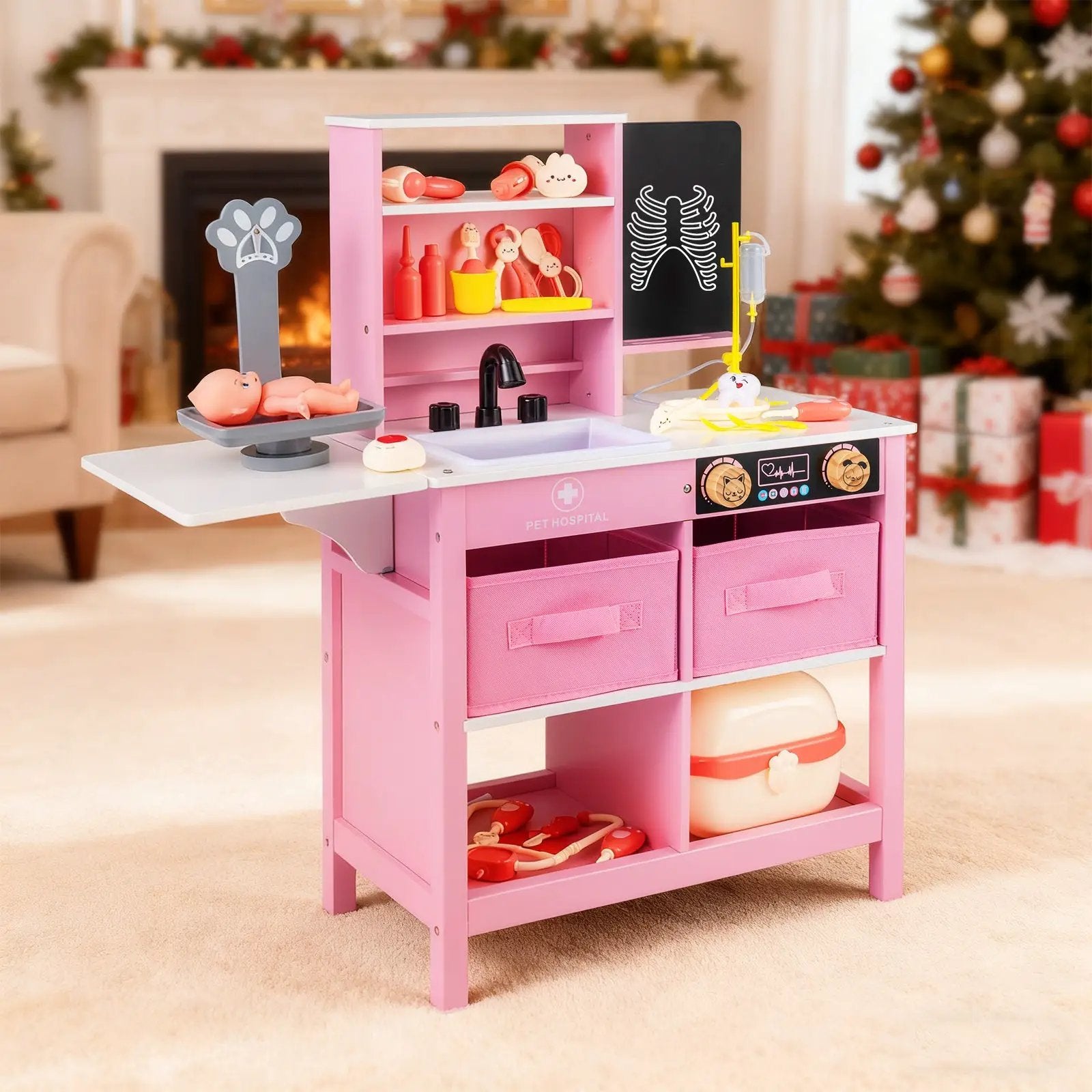 Play Doctor's Office Wood Medical Center Toy Set with Blackboard by DirectDeals