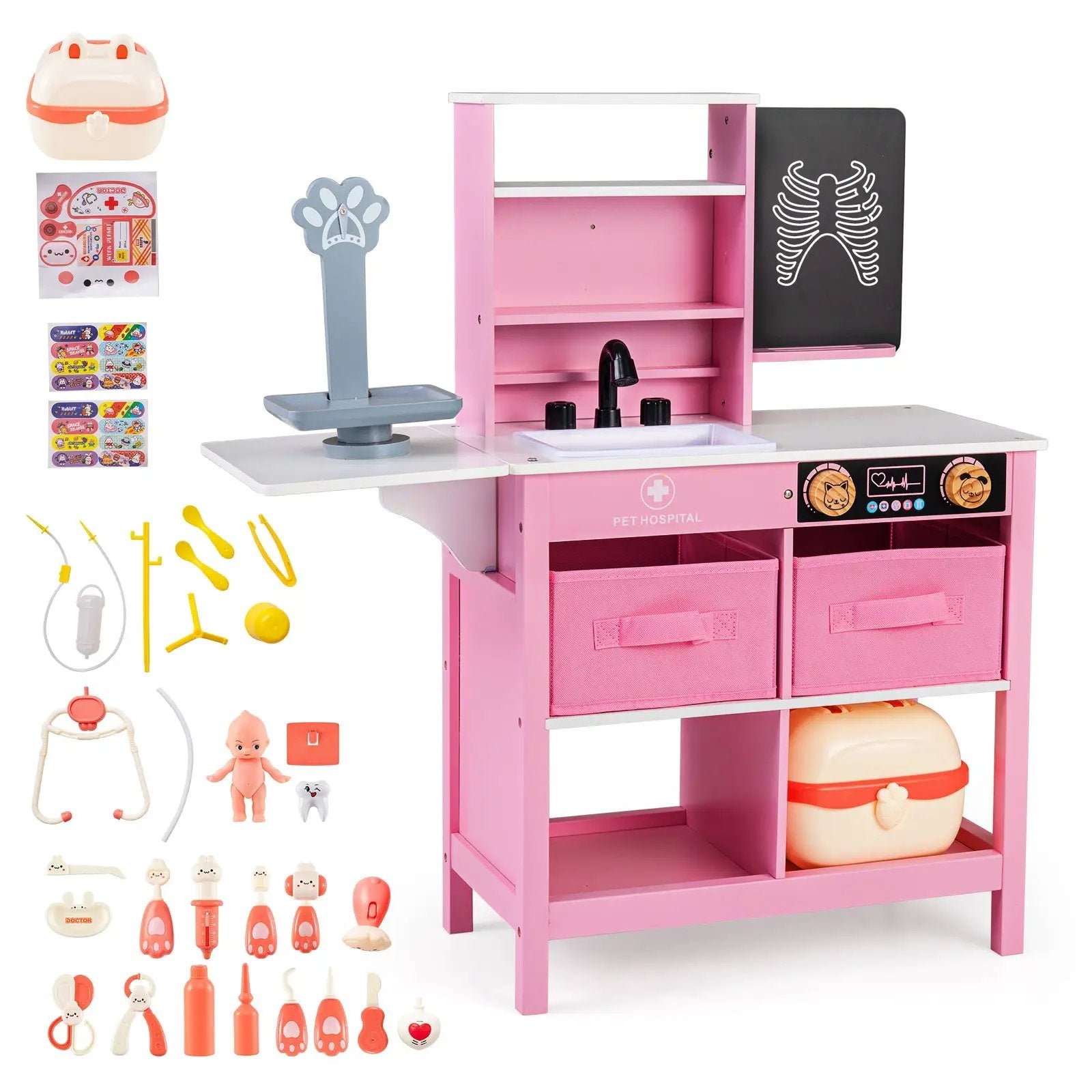 Play Doctor's Office Wood Medical Center Toy Set with Blackboard by DirectDeals