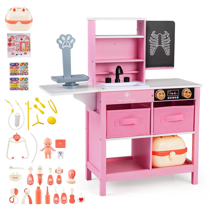 Play Doctor's Office Wood Medical Center Toy Set with Blackboard by DirectDeals