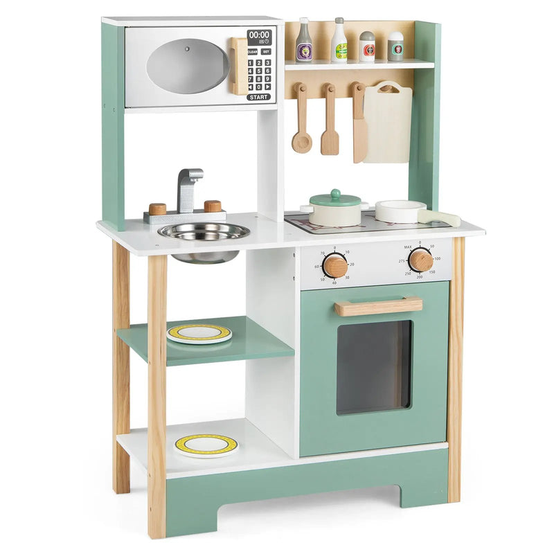 Play Kitchen Wooden Toy Kitchen Playset with Chalkboard Birthday Gift for Kids Aged 3 + by DirectDeals