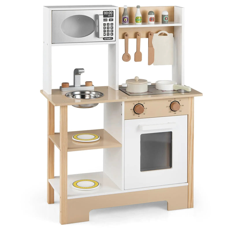 Play Kitchen Wooden Toy Kitchen Playset with Chalkboard Birthday Gift for Kids Aged 3 + by DirectDeals