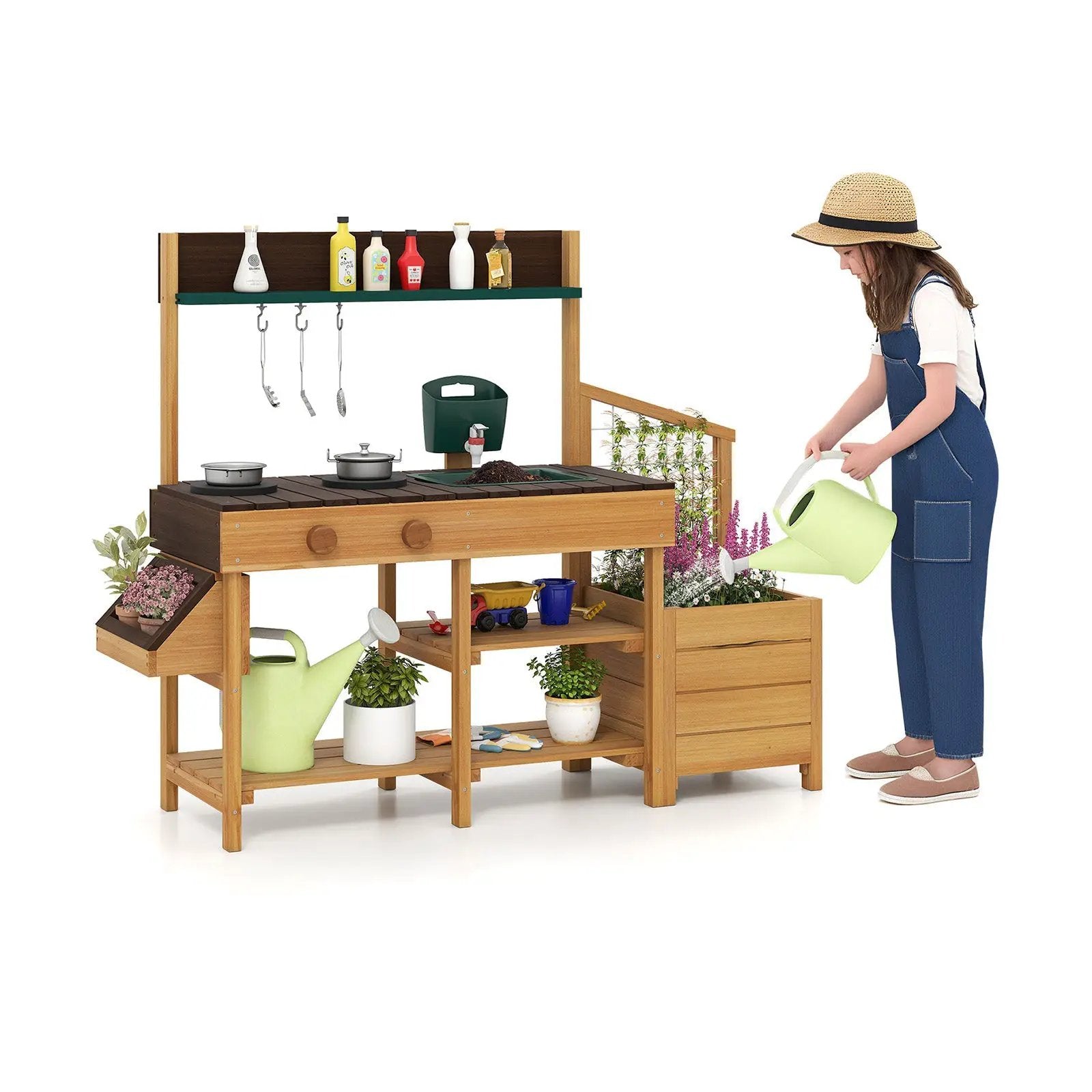Play Kitchen for Kids Wooden Toy Kitchen Playset Pretend Mud Kitchen by DirectDeals