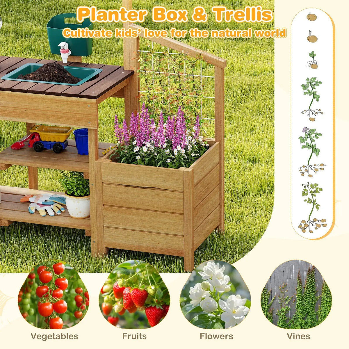 Play Kitchen for Kids Wooden Toy Kitchen Playset Pretend Mud Kitchen, photo 13 of 16