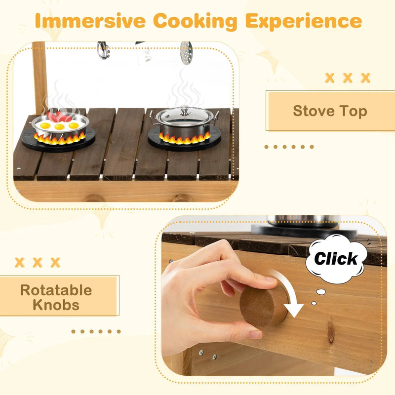 Play Kitchen for Kids Wooden Toy Kitchen Playset Pretend Mud Kitchen by DirectDeals